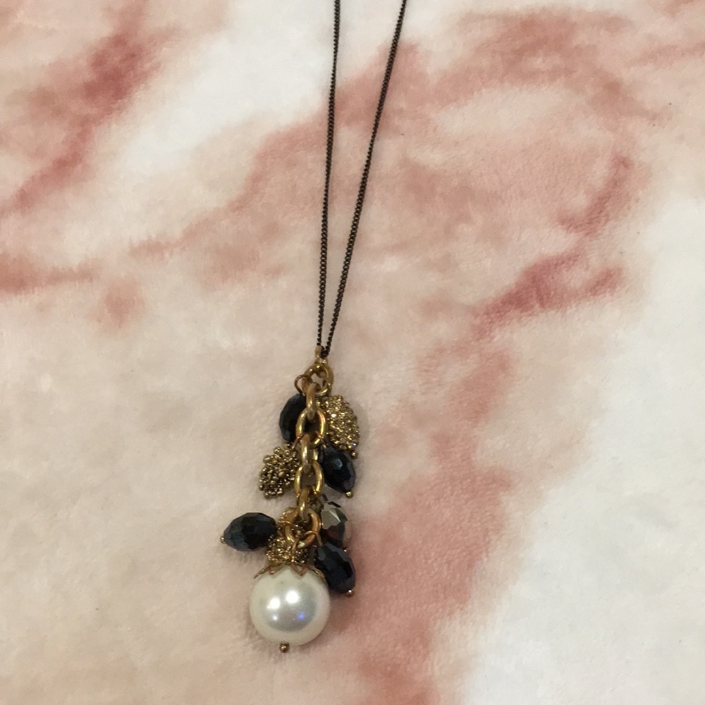 Black Fashion Chain Pearl Crystal Cluster Pendant, RS 32.50”